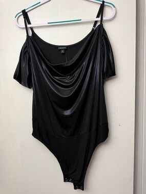 torrid Black Draped Cold-Shoulder Bodysuit